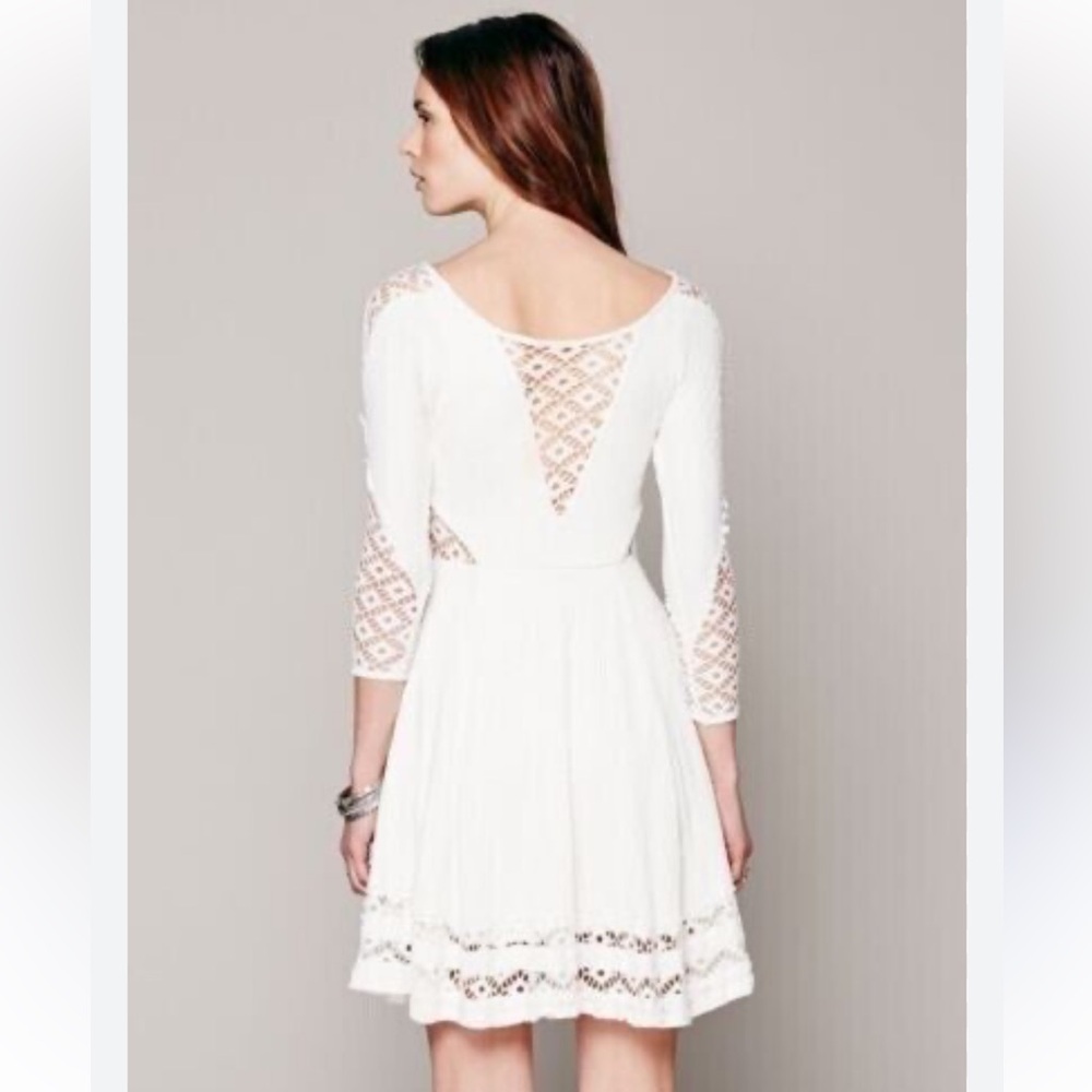 Free People “To the Point” white Dress with Crochet inset, size S